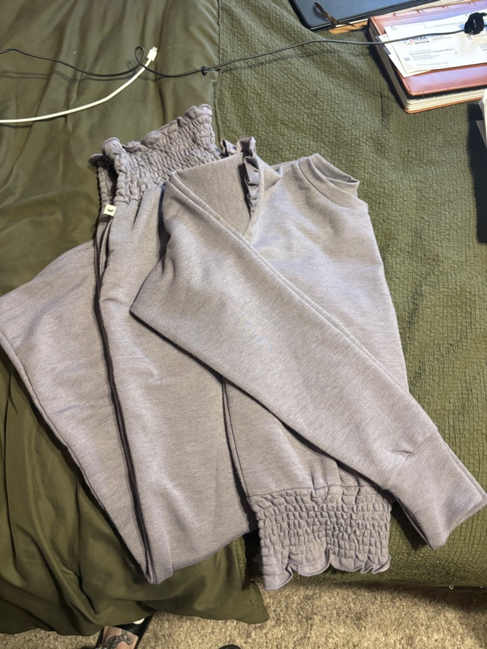 Jessica Simpson Lavender Gray Smocked Waist Jumpsuit